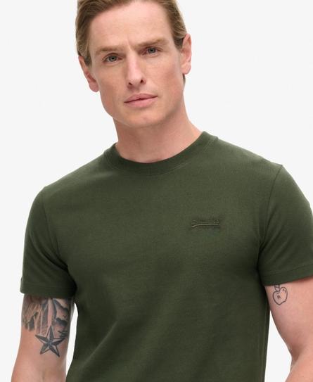 ESSENTIAL LOGO EMBROIDERED MEN'S GREEN T-SHIRT