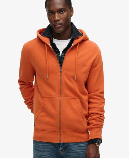 ESSENTIAL LOGO ZIP MEN'S BROWN HOOD