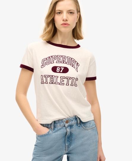 ATHLETIC RINGER FITTED WOMEN'S BEIGE T-SHIRT