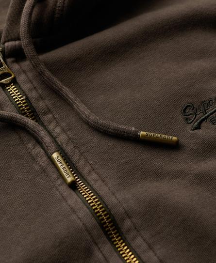 ESSENTIAL LOGO WASHED MEN'S BROWN ZIPHOOD