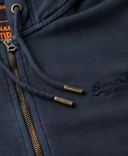 ESSENTIAL LOGO WASHED MEN'S BLUE ZIPHOOD