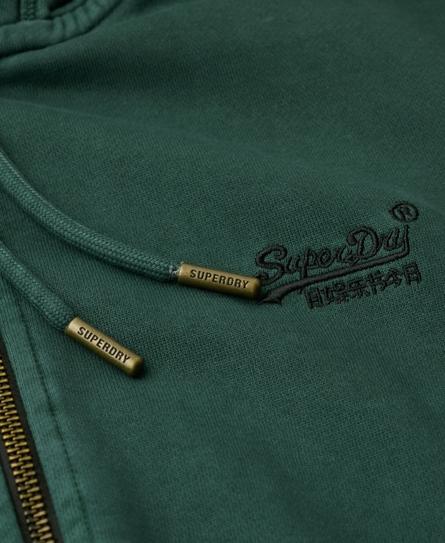 ESSENTIAL LOGO WASHED MEN'S GREEN ZIPHOOD