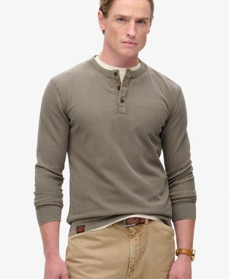 VINTAGE TEXTURED GRANDAD MEN'S BROWN TOP