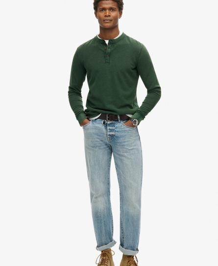 VINTAGE TEXTURED GRANDAD MEN'S GREEN TOP