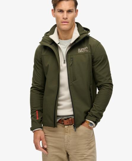 HOODED SOFT SHELL MEN'S BEIGE TREKKER JACKET