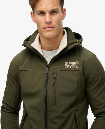 HOODED SOFT SHELL MEN'S BEIGE TREKKER JACKET