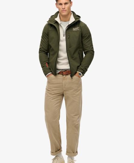 HOODED SOFT SHELL MEN'S BEIGE TREKKER JACKET