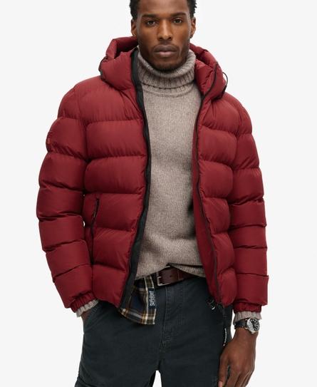 HOODED SPORTS MEN'S RED PUFFER JACKET