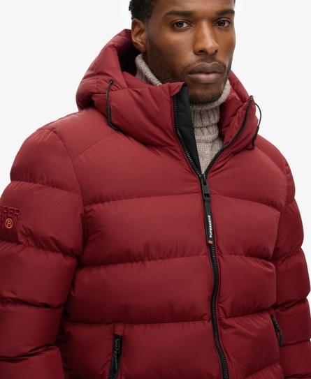 HOODED SPORTS MEN'S RED PUFFER JACKET