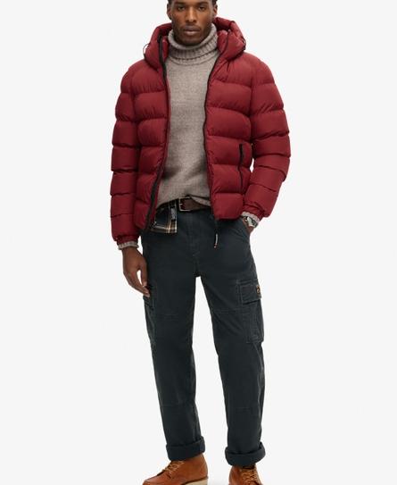 HOODED SPORTS MEN'S RED PUFFER JACKET