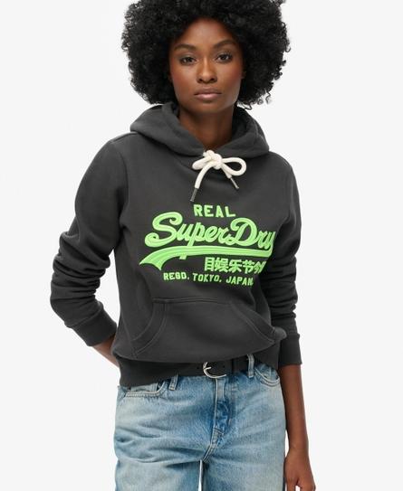 NEON VL EMBROIDERED GRAPHIC WOMEN'S BLACK HOOD