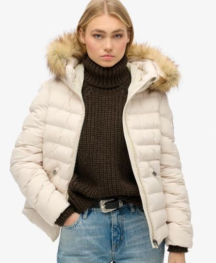 FUJI FAUX FUR HOOD WOMEN'S GREY PADDED JACKET