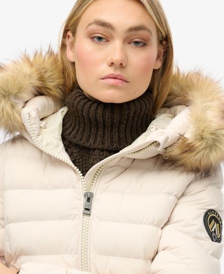 FUJI FAUX FUR HOOD WOMEN'S GREY PADDED JACKET