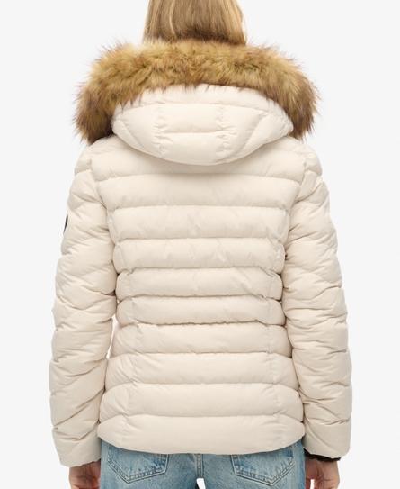 FUJI FAUX FUR HOOD WOMEN'S GREY PADDED JACKET