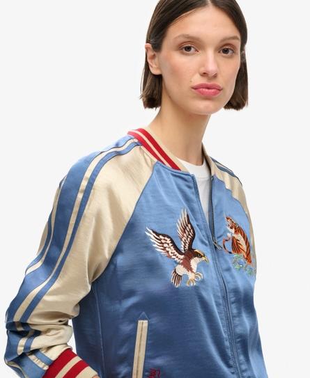 SUIKAJAN EMBROIDERED WOMEN'S BLUE BOMBER JACKET