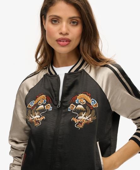 SUIKAJAN EMBROIDERED WOMEN'S BLACK BOMBER JACKET