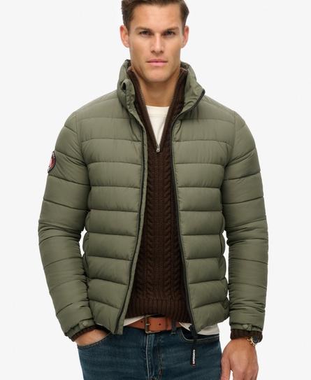 FUJI EMBROIDERED MEN'S GREEN PADDED JACKET