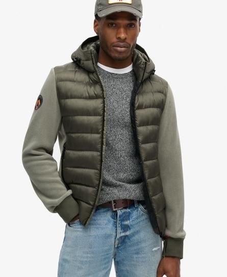 HOODED STORM FLEECE MEN'S GREEN BOMBER JACKET