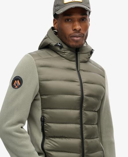 HOODED STORM FLEECE MEN'S GREEN BOMBER JACKET