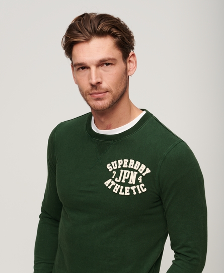 VINTAGE ATHLETIC CHEST L/S MEN'S GREEN T-SHIRT