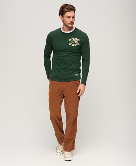 VINTAGE ATHLETIC CHEST L/S MEN'S GREEN T-SHIRT