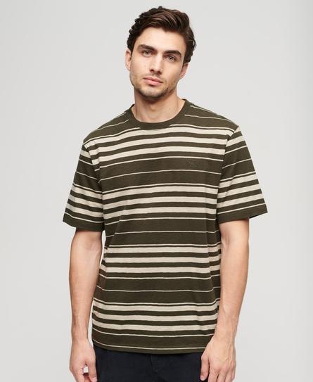 RELAXED FIT STRIPE MEN'S GREEN T-SHIRT