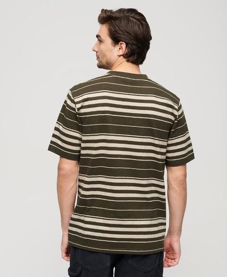 RELAXED FIT STRIPE MEN'S GREEN T-SHIRT