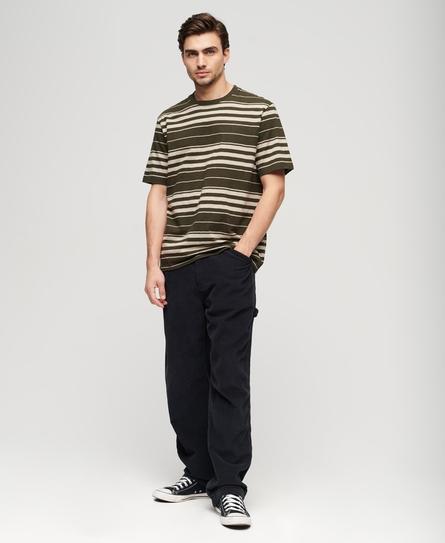 RELAXED FIT STRIPE MEN'S GREEN T-SHIRT