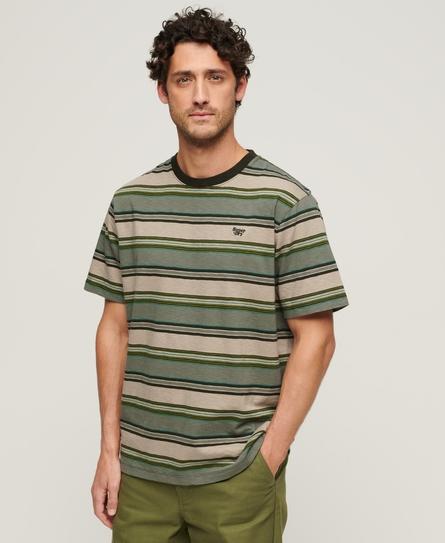 RELAXED FIT STRIPE MEN'S GREEN T-SHIRT