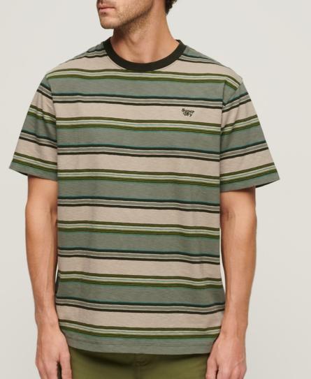 RELAXED FIT STRIPE MEN'S GREEN T-SHIRT