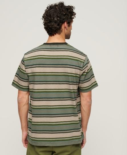 RELAXED FIT STRIPE MEN'S GREEN T-SHIRT