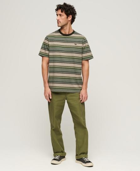 RELAXED FIT STRIPE MEN'S GREEN T-SHIRT