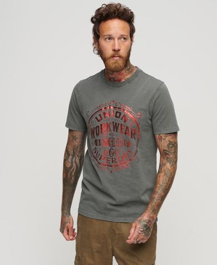 METALLIC WORKWEAR GRAPHIC MEN'S GREY T-SHIRT