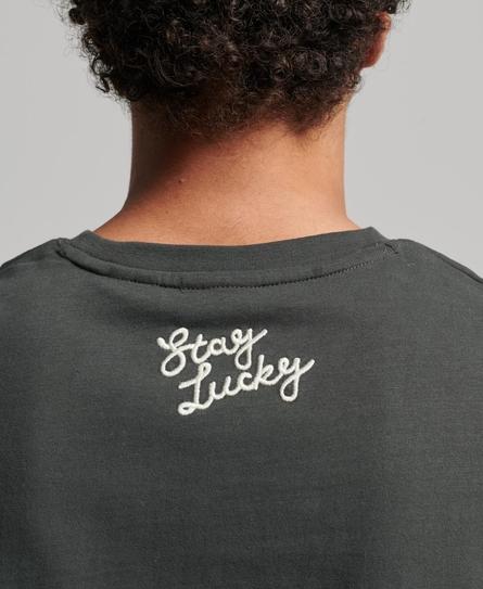 STAY LUCKY GRAPHIC MEN'S BLACK T-SHIRT