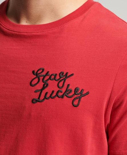STAY LUCKY GRAPHIC MEN'S RED T-SHIRT