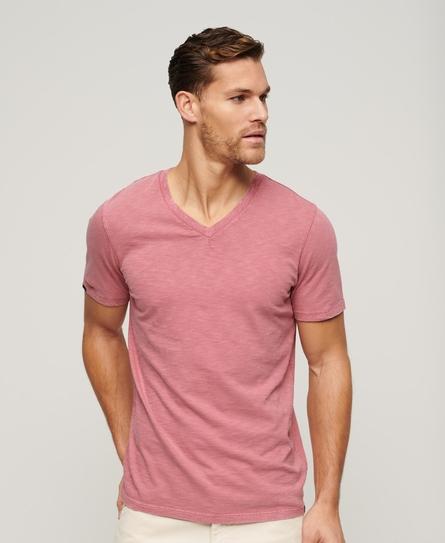 V NECK SLUB SS T-SHIRT MEN'S PINK T-SHIRT