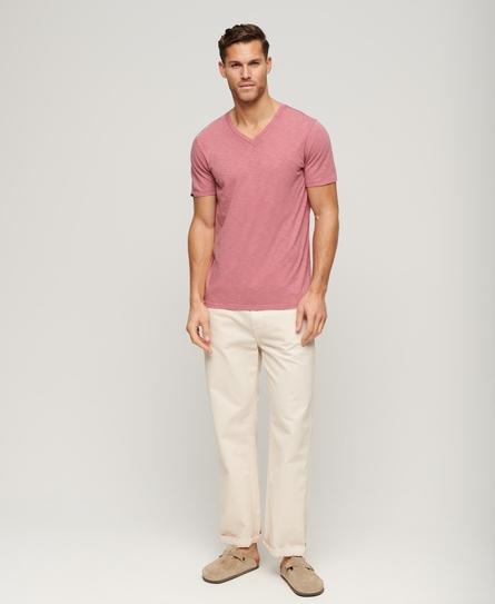 V NECK SLUB SS T-SHIRT MEN'S PINK T-SHIRT