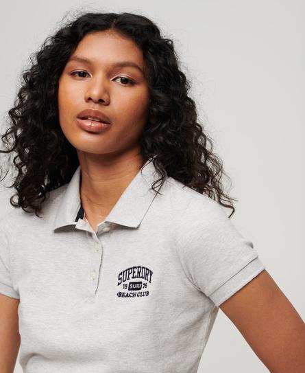 90S FITTED WOMEN'S GREY POLO TOP