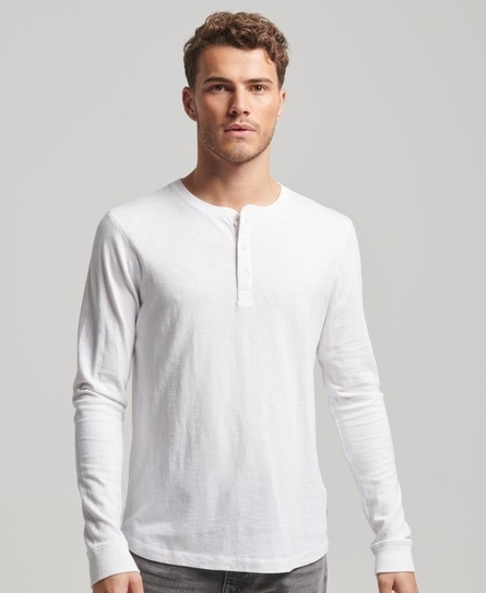 LONG SLEEVE JERSEY HENLEY MEN'S WHITE TOP