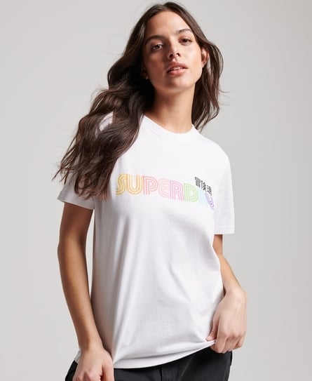 VINTAGE RETRO RAINBOW WOMEN'S WHITE T-SHIRT