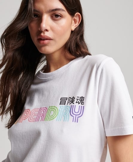 VINTAGE RETRO RAINBOW WOMEN'S WHITE T-SHIRT