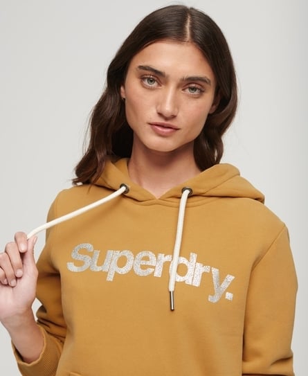 METALLIC CORE LOGO WOMEN'S GOLD HOODIE