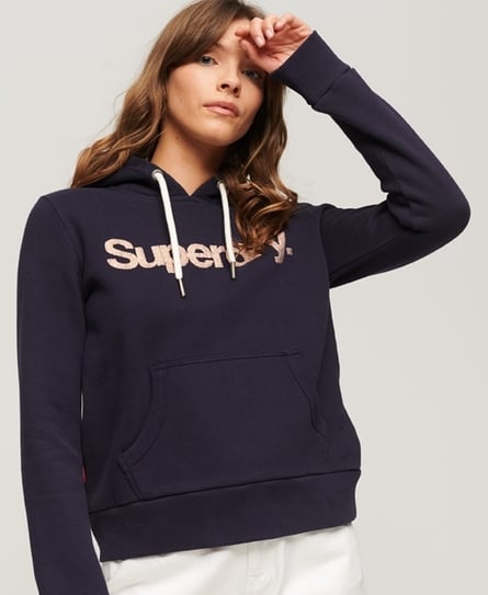 METALLIC CORE LOGO WOMEN'S BLUE HOODIE