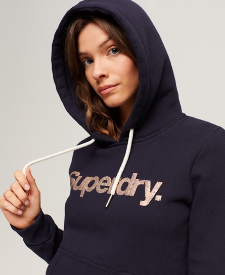 METALLIC CORE LOGO WOMEN'S BLUE HOODIE