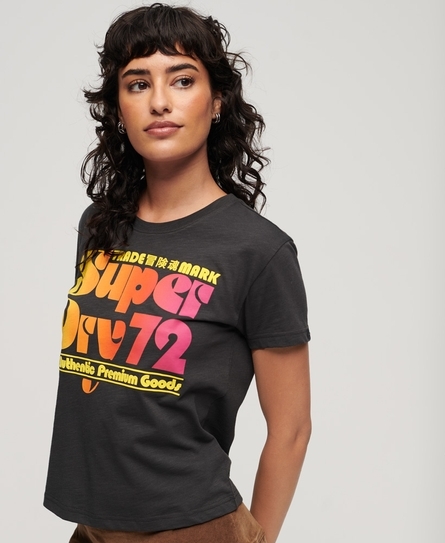 70S RETRO LOGO GRAPHIC WOMEN'S BLACK T-SHIRT