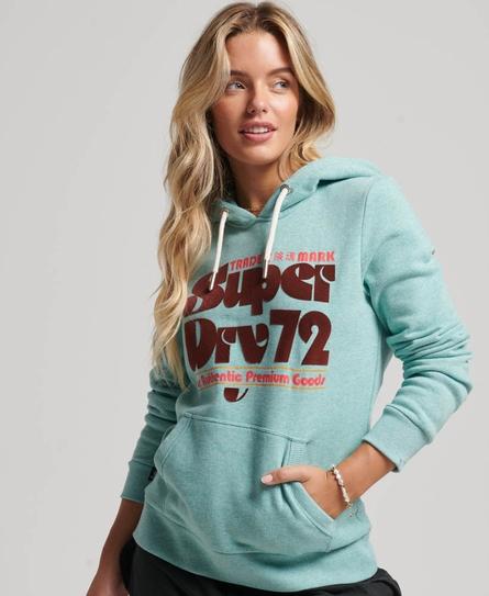 70'S RETRO FONT GRAPHIC WOMEN'S GREEN HOODIE