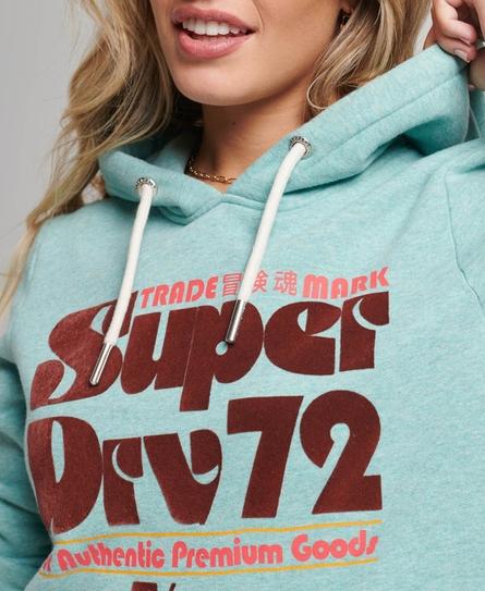 70'S RETRO FONT GRAPHIC WOMEN'S GREEN HOODIE