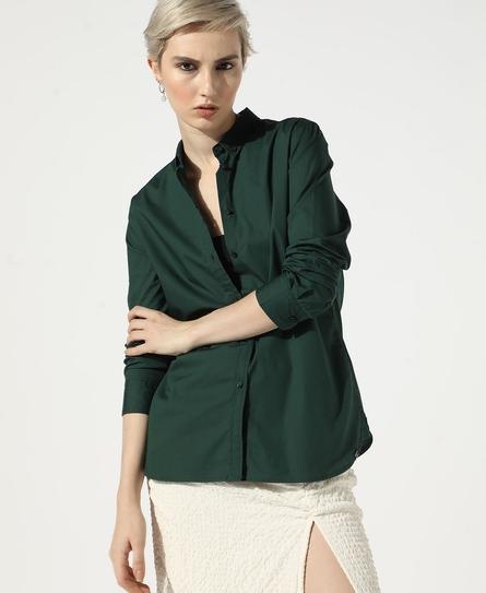 PREMIUM STRETCH L/S WOMEN'S GREEN SHIRT