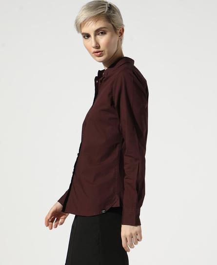 PREMIUM STRETCH L/S WOMEN'S BURGUNDY SHIRT