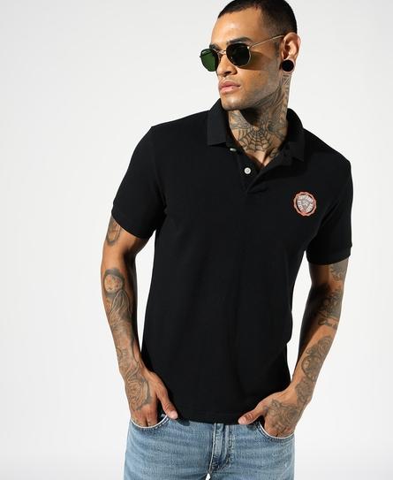 TEXTURED PIQUE S/S MEN'S BLACK POLO